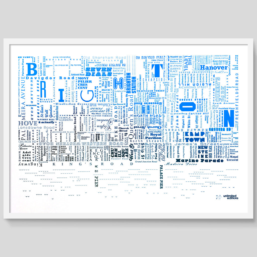 Blue Brighton Fontmap print
