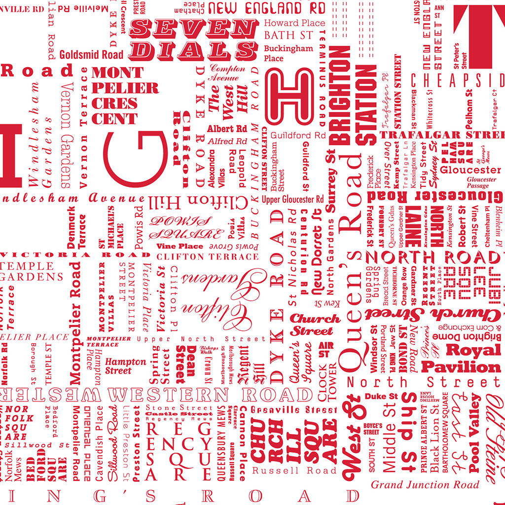 Red Brighton Fontmap print